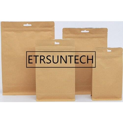 500pcs/lot wholesale Kraft aluminizing pouches,Stand up kraft paper aluminium foil bag Resealable Grip seal Food grade