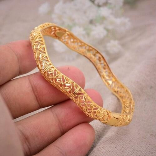 ANNAYOYO 1Pcs/lot Ethiopian Africa Gold Color Bangles for Women Dubai Bride Bracelet African Wedding Jewelry Middle East Items