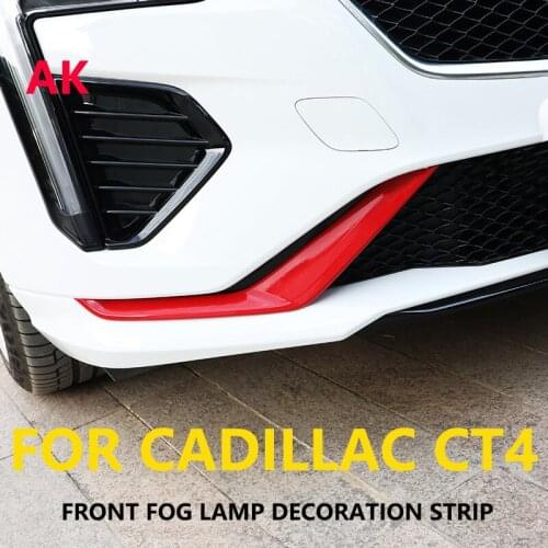 Car Front Fog Light Lamp Cover Trim For Cadillac CT4 Carbon Fiber Decoration Patch Auto Grid Strip Accessories