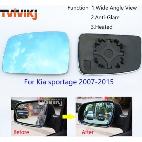 TVYVIKJ side rearview mirror blue glass lens For Kia sportage 2007-2015 wide angle view anti glare side door mirror