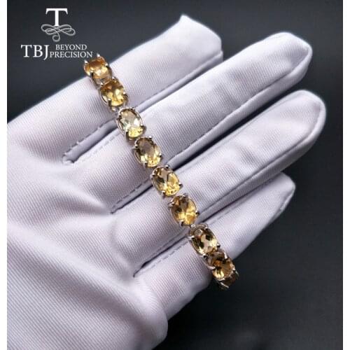 Sterling silver 925 with Natural oval 6*8 mm gemstone citrine bracelet fine jewelry nice anniversary gift for mother,wife