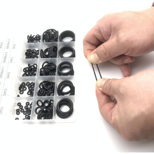 200 Pcs/Box Black Rubber O Ring Assortment Washer Gasket Sealing O-Ring Kit 15Sizes with Plastic Box Rubber Plug Silicon Ring