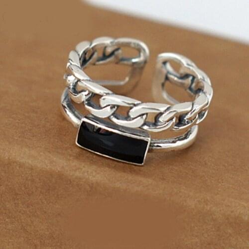 Creative Style Boho Black Chains Rings For Women Men Adjustable Ring Fashion Charm Jewelry Wholesale 2021