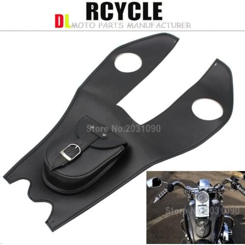 Black Leather Tank Chap Cover Panel Pad Bib Bra Bag For Harley Dyna Road King