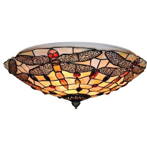 European Vintage Stained Glass Ceiling Lights Classic tiffanylamp Dragonfly Hanging Lamps Living Room Bedroom Lighting CL282
