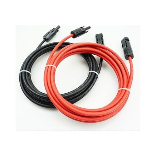ALLMEJORES 1 Pair Solar cable 10AWG with male and female Connector black and red solar panel extension cable wire