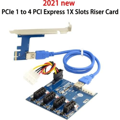 1 Set PCI-E X1 To 4PCI-E X16 Expansion Kit 1 To 4 Port PCI Express Switch Multiplier HUB 6 Pin Sata USB Riser Card Dropshipping