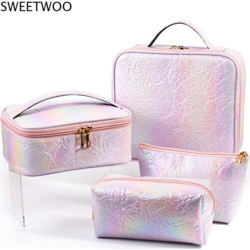 Colorful laser pvc cosmetic bag three-piece toiletry bag toolbox storage bag