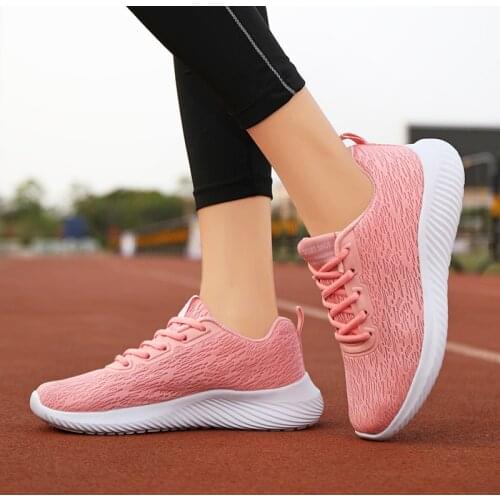 Newest Pink Color Walking Shoes Breathable Mesh Running Sport Shoes Outdoor Fitness Ladies Sneakers Big Size 41 Chaussures Femme
