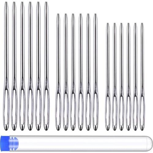 LMDZ 18PCS Large Eye Blunt Sewing Needles Sewing Stitch Needle Leather Needle Fabric Cross Stitch Needles Plastic Sewing Bottle