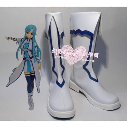 Sword Art Online Yuuki Asuna Halloween White Party Shoes Boots H016