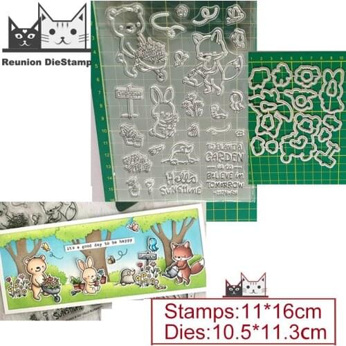 Animal Planting Flowers Plants New 2021 Metal Cutting Dies for Paper Making Clear Stamps Scrapbooking Embossing Frame Card Set