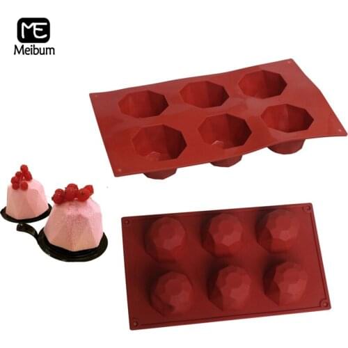 Meibum 6 Cavity Hemisphere Polygon Silicone Mold Cake Decorating Mould Chocolate Mousse Muffin Dessert Modle Kitchen Baking Tray