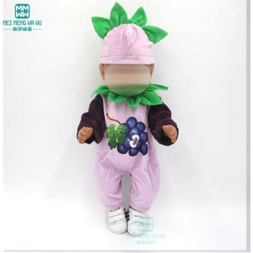 Fashion Cartoon grape pattern baby Clothes Cute tiger pattern clothes for dolls fits 17inch 43cm baby doll Accessories