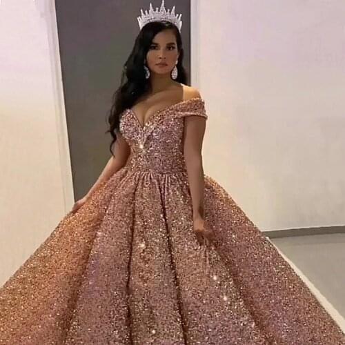 Muslim Wedding Dresses Ball Gown Off The Shoulder Champange Gold Dubai Arabic Wedding Gown Bridal Dress Vestido De Noiva