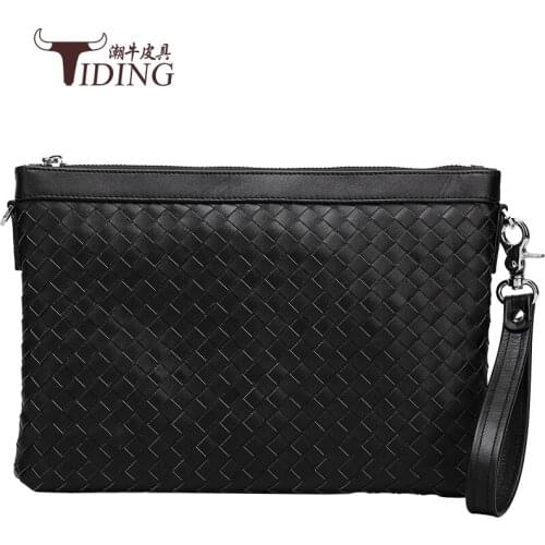 Men Day Clutches 2018 new real leather business man fashion brand casual vintage plaid black shoulder bags male crossbody bag