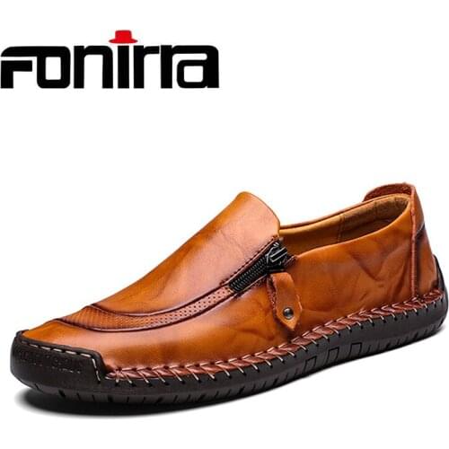 FONIRRA New 2019 Men Casual Shoes Leather Summer Breathable Big size 38-46 Men Flats Moccasins Shoes Driving Shoes Loafers 947