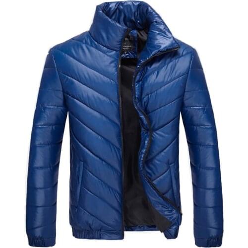 Mens new loose large size long autumn and winter lightweight cotton short coat 2020