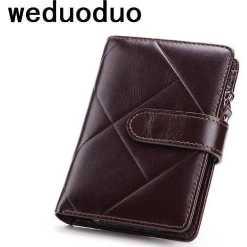 Weduoduo Genuine Leather Mens Wallet Man Cowhide Cover Coin Purse Small Brand Male Credit&ID Multifunctional Fashion Walets