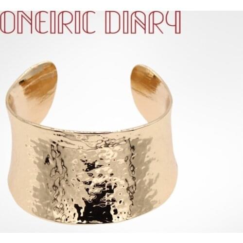 ONEIRIC DIARY 14K Gold Plating Chunky Gothic Big Bling Cuff Bracelet For Women Ladies Luxury Irregular Geometric Jewelry