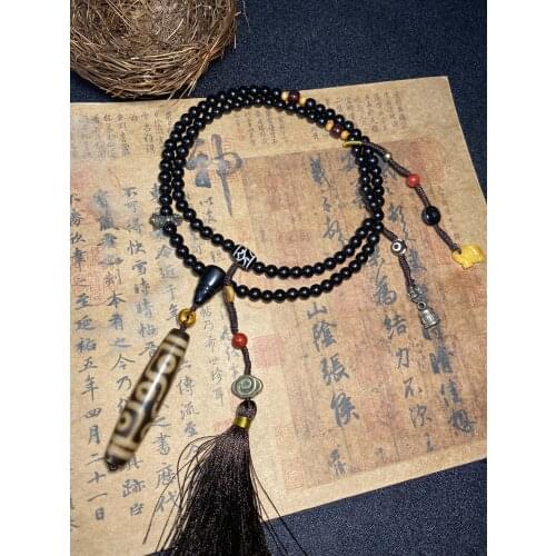 Wholesale Natural Agate Dzi Pendant Necklace Sweater Chain Tibetan Cultural Carrier Old Object Featured Jewelry Mans Womans