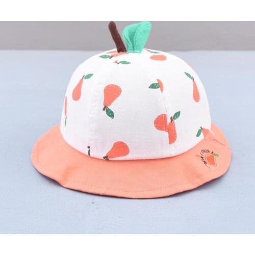 LDSLYJR 2021 fashion joker Fruit pear print Bucket Hat Fisherman Hat outdoor travel hat Sun Cap Hats for child boy and girl 75