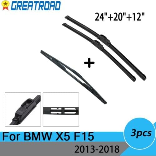 Wiper Front & Rear Wiper Blades Set For BMW X5 F15 2013 - 2018 2017 2016 2015 2014 2013 Windshield Windscreen Window 24"20"12"