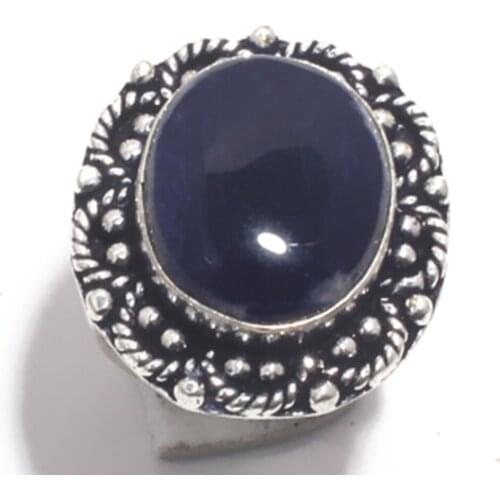 Genuine Sodalite Ring Silver Overlay over Copper , Hand Made Women Jewelry gift, Size: 7.75, R6899