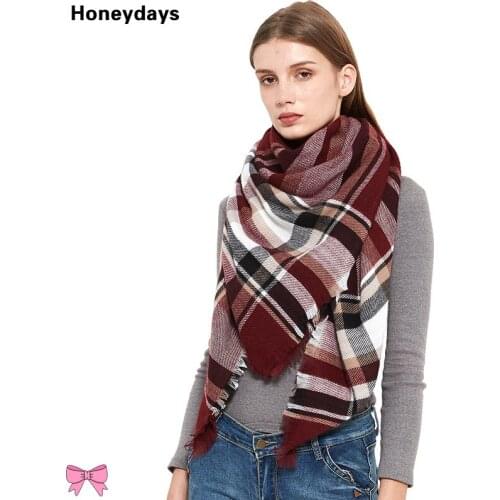 Simple Lattice Print Wool Scarf All-match Warm 140cm Square Towel Fashion Fringed Scarf Dual Purpose Scarf Shawl Cashmere Shawls