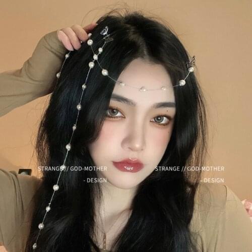 Braid pearl bow hairpin lovely fairy headdress hair band girl tied hair chain dreadlocks tassel hair ornament girl
