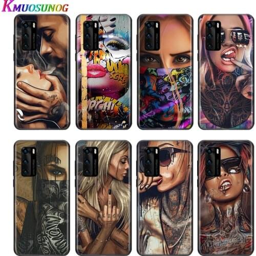Silicone Cover Sexy Sleeve Tattoo Girl For P Smart S Z Mate 40 30 20 10 Plus PRO Plus Lite 2018 2019 2020 Soft Phone Case