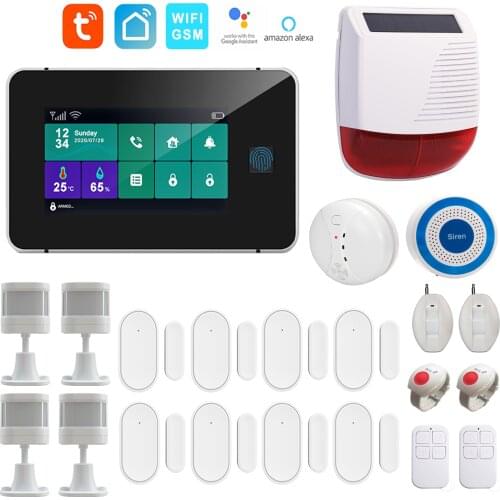 Tuya Smartlife APP Remote Control Wireless 433MHz WiFi GSM Home Alarm Burglar System 4.3 Inch Touch Panel Support Google Home