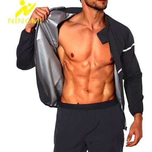 NINGMI Sauna Shirt Waist Trainer Body Shaper Gym Clothing Slimming Vest for Weight Loss Corset Fitness Mens Sweat Suit Shapewear