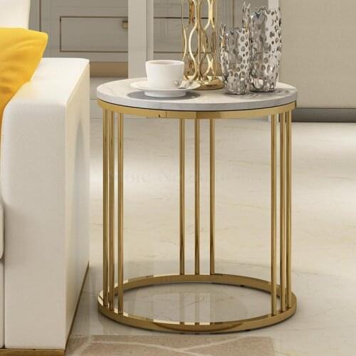 Light luxury marble side several modern tea table corner living room sofa bedroom side cabinet net red Nordic round side table