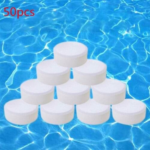 50pc Swimming Pool Cleaning Tablets Disinfection Pills Chlorine Tablets Instant Effervescent Pipes Cleaning Water Pool Cleaning