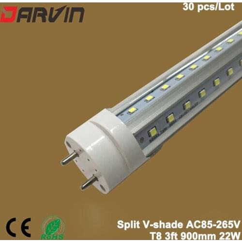 V-Shade T8 Led Light 3f 900mm Led Tube Lamp with AV85-265V Input SMD2835 Led Split Tube
