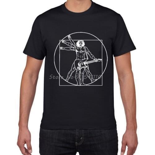 Da Vinci guitar funny T-Shirt men Vitruvian Man rock band Vintage Graphic Music Novelty streetwear t shirt men homme men clothes