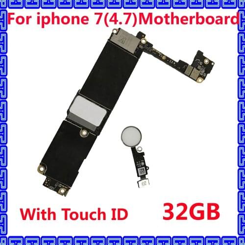Factory Unlocked mainboard with / NO touch ID for iphone 7 32GB IOS system phone circuits plate Original motherboard with chips