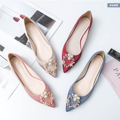 Women Flat Ballet Shoes Bling Crystal Pointed Toe Flats Shoes Elegant Lady Shoes Wedding Shoes Big Size 43