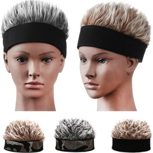 Winter Men Wig Hat Camouflage Cool Hip Hop Hat With Hair Wig Baseball Cap Outdoor Sports Golf Beanie Hats Short Hair Skullcap