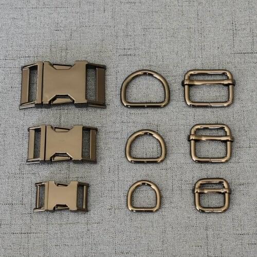 1 Set 15mm/20mm/25mm Webbing Metal Hardware D Ring Adjuster Belt Strap Slider Release Buckle For Dog Collar DIY Accessory