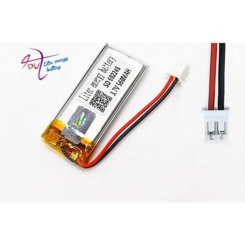 10 pcs 3.7V 560mAh Battery JST PH 2.0mm 2pin 602248 Lithium Polymer LiPo Rechargeable cells For Mp3 GPS PSP Vedio game recorder