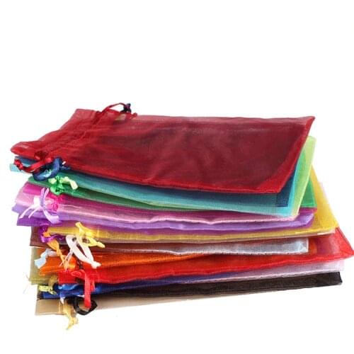 7x9cm 100pcs Jewelry Display Bags Drawstring Organza Pouch Bag For Beads Charm jewellery Findings Storage Packaging Display Bag