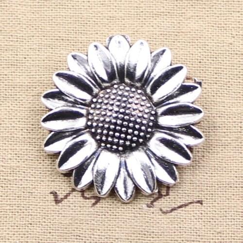 2pcs Charms Sunflower Flower 37x37mm Antique Making Pendant fit,Vintage Tibetan Silver color,DIY Handmade Jewelry