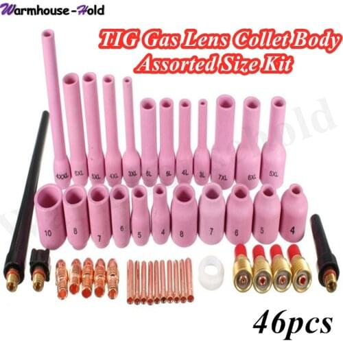 46Pcs TIG Gas Lens Collet Body Assorted Size Kit For TIG Welding Torch SR WP9 20 25 TIG Torches Argon Arc Welding Accessories