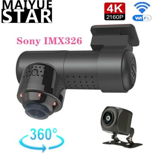 4K Mini 360 Car DVR 2160P WIFI DashCam Dual Lens Register Sony IMX326 Sensor Novatek 96660HD Night Vision 24H Parking Monitoring