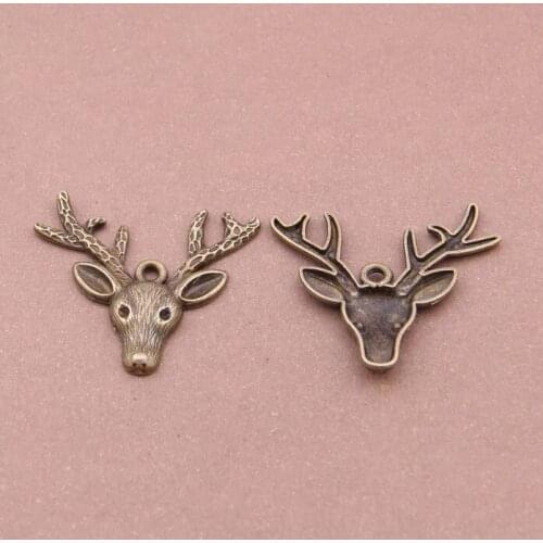 50pcs Vintage Elk Head Pendant Charms Fit Jewelry Chain Ornament/bags/apparel/ear/key Chain Fashion DIY Jewelry Accessories