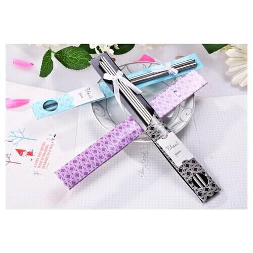 500pcs=250Pairs/LOT East Meets West Stainless steel chopsticks + Chinese style wedding favors gifts DHL Fedex free shipping