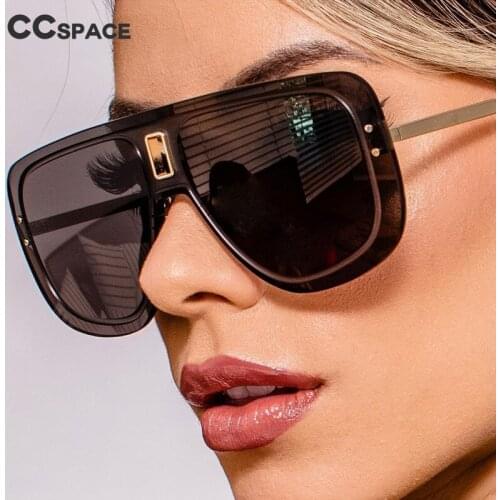 53079 Oversized Brand Design One-piece Lenses Metal Sunglasses Decorative Vintage Men Womens Shades UV400
