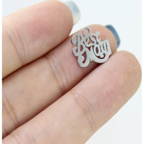 8Pcs/Lot--14.5*11mm Best Mom Stainless Steel Laser Engraved Mom Disc Message Charm Pendant Jewellery Making Pendant